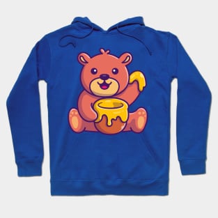 Cute Honey Bear With Honey Cartoon Hoodie